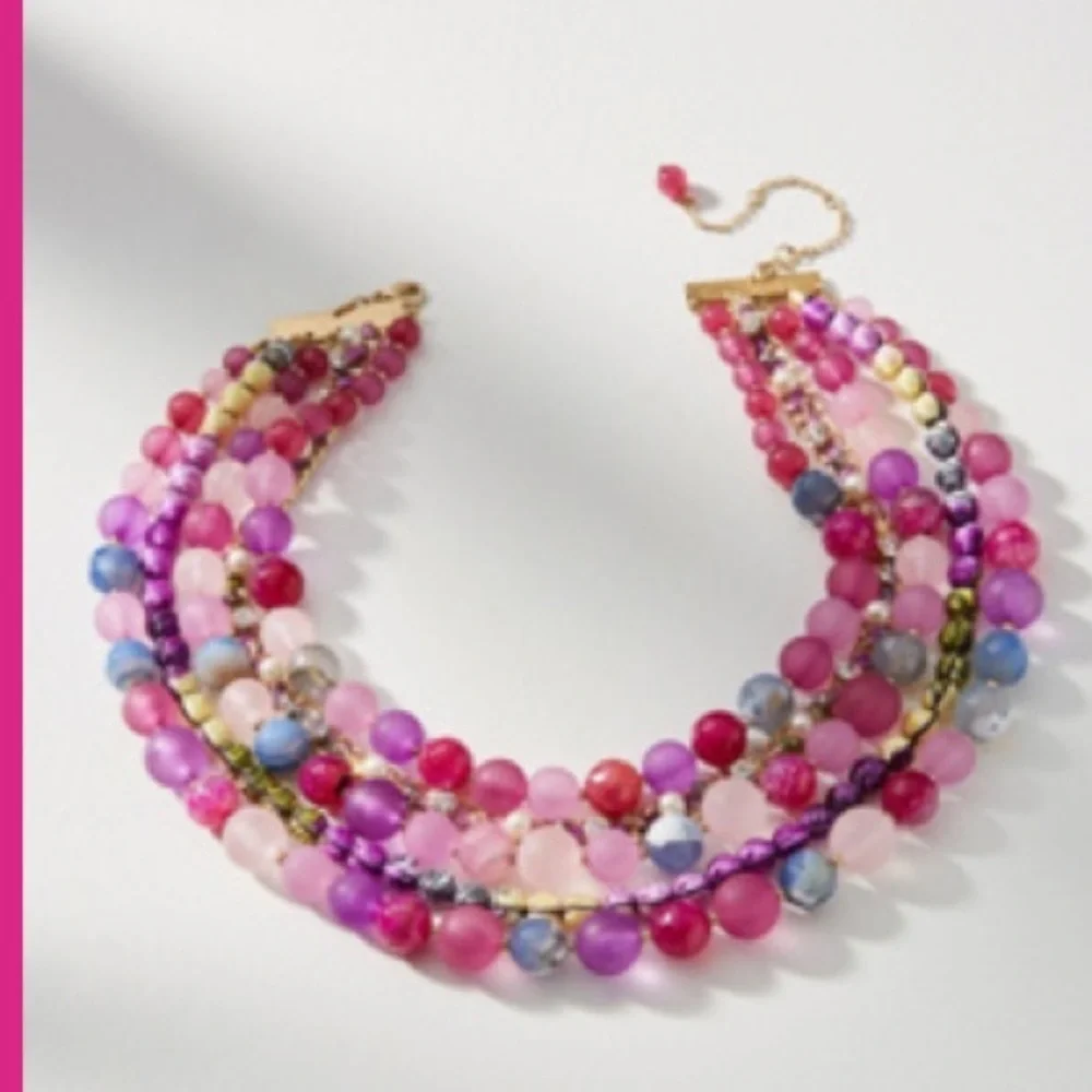 guc anthropologie Bernice Layered Necklace - Pink